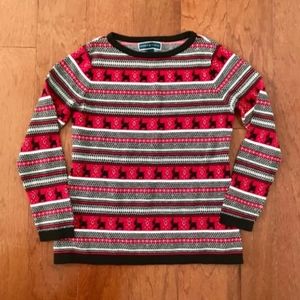 Karen Scott Dog Print Striped Holiday Sweater